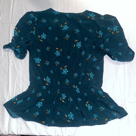 Lily green Teal Floral Puff Sleeve Blouse - Picture 3 of 3